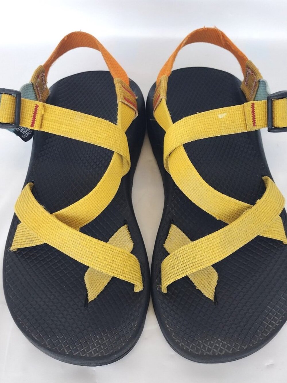 Chaco Strappy Yellow Orange Blue Color Block Sandals Women's 9
